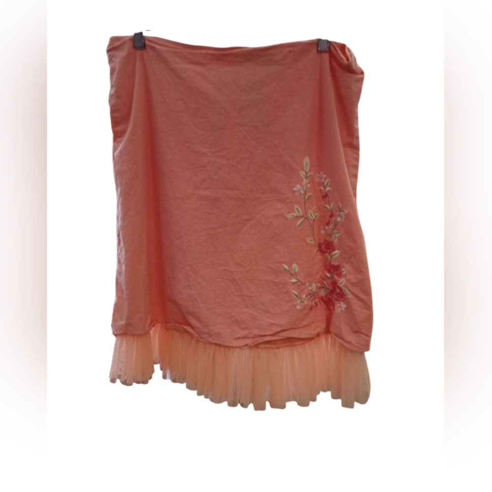 Y2K Fashion Big Elegant Peach Floral Embroidered Skirt